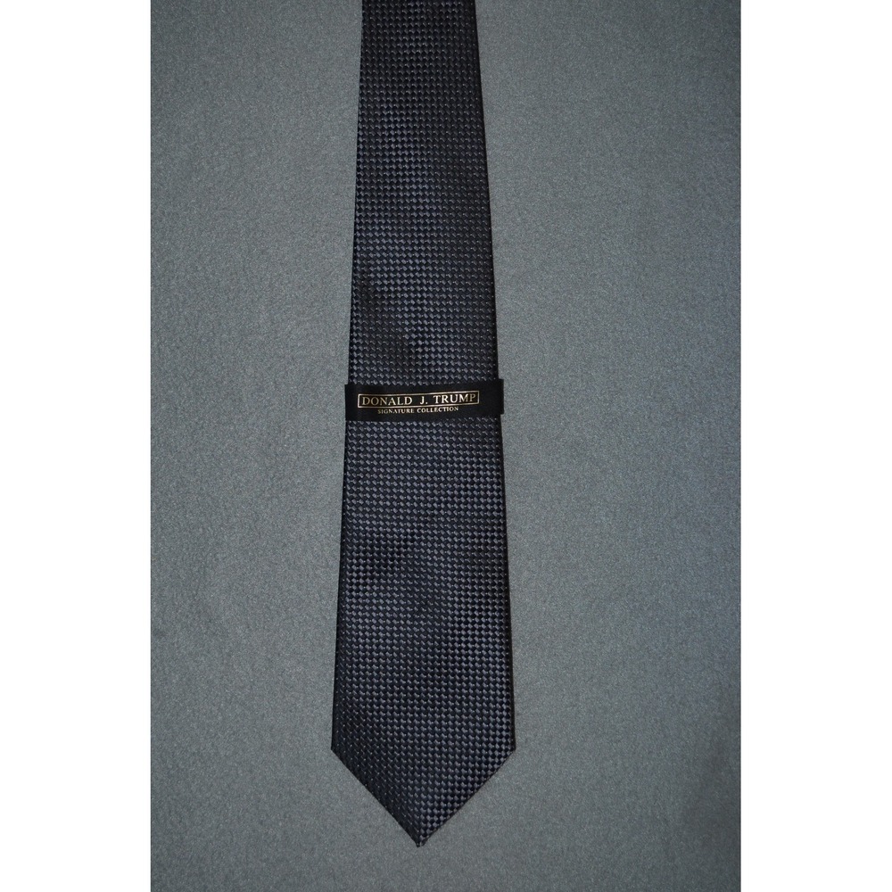 Donald J. Trump Signature Collection Black Check Silk Tie New